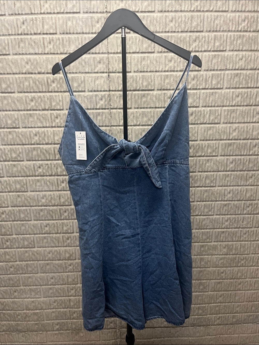 Cupshe Blue Denim Tie-Front Mini Slip Dress